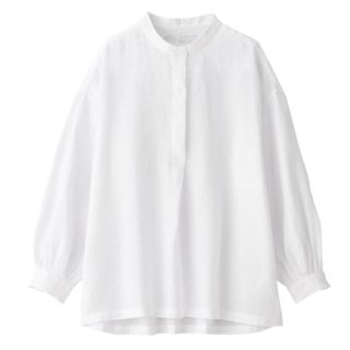 ムジルシリョウヒン(MUJI (無印良品))の★今期新品 無印良品 オーガニックリネン 洗いざらしスタンドカラーチュニック(シャツ/ブラウス(長袖/七分))