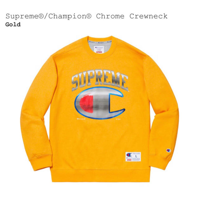 Supreme Champion Chrome Crewneck Gold S