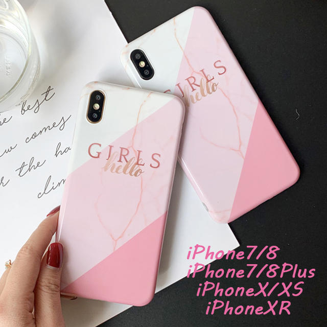 iPhone7/8 X/XS XR ピンクな大理石風 ソフトケースの通販 by エランドル's shop｜ラクマ