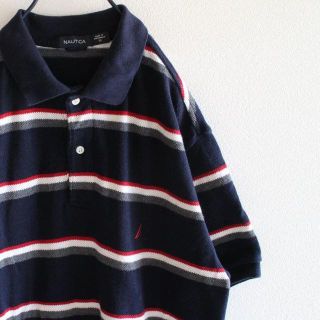 ノーティカ(NAUTICA)のUS ノーティカ マルチカラー ネイビー ボーダー ポロシャツ M(ポロシャツ)