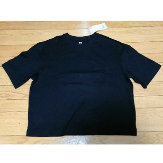 ユニクロ(UNIQLO)の未使用タグ付■ユニクロ■クロップドクルーネックTシャツ 黒 S(Tシャツ(半袖/袖なし))