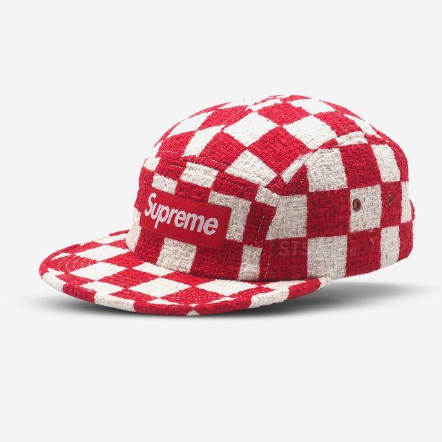 Checkerboard Bouclé Camp Cap Red 赤メンズ