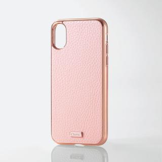 エレコム(ELECOM)のiPhone X iPhone XS ピンク 背面ソフトレザー側面ゴールドメッキ(iPhoneケース)