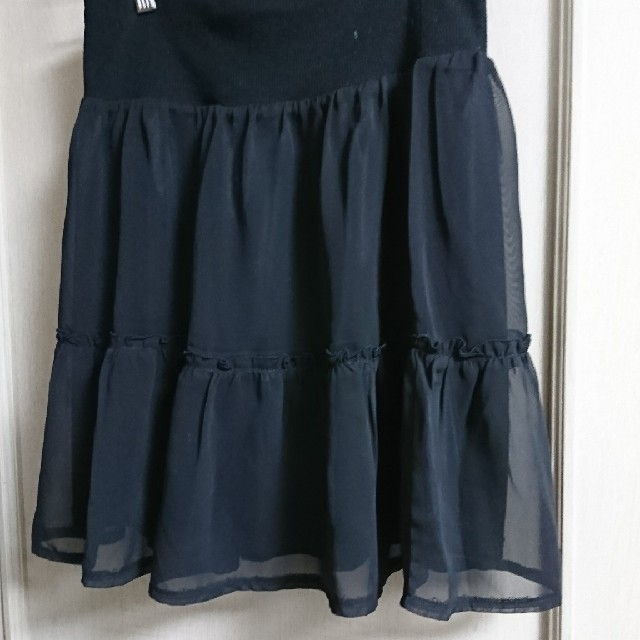 3can4on(サンカンシオン)の3can 4on シフォン ミニスカート 黒 ブラック M ～ Ｌ レディースのスカート(ミニスカート)の商品写真