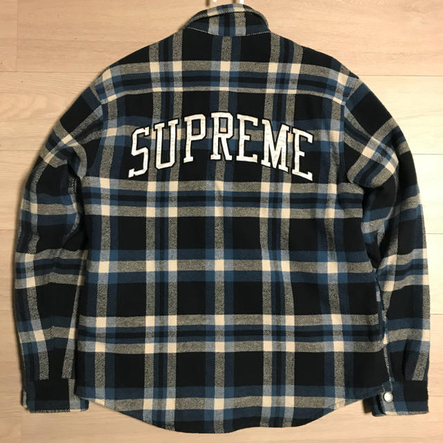 supreme quilted arc logo flannel shirt