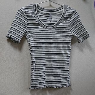 ベルシュカ(Bershka)のBershka ボーダーリブカットソー白黒Tシャツ(カットソー(半袖/袖なし))