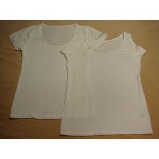ジーユー(GU)の新品 GU UネックTシャツ タンクトップ 汗取パッド ドライ 半袖 ホワイト(Tシャツ(半袖/袖なし))