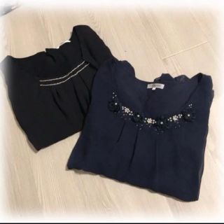 美品 2点セット♡ビジューシフォンブラウス(シャツ/ブラウス(長袖/七分))