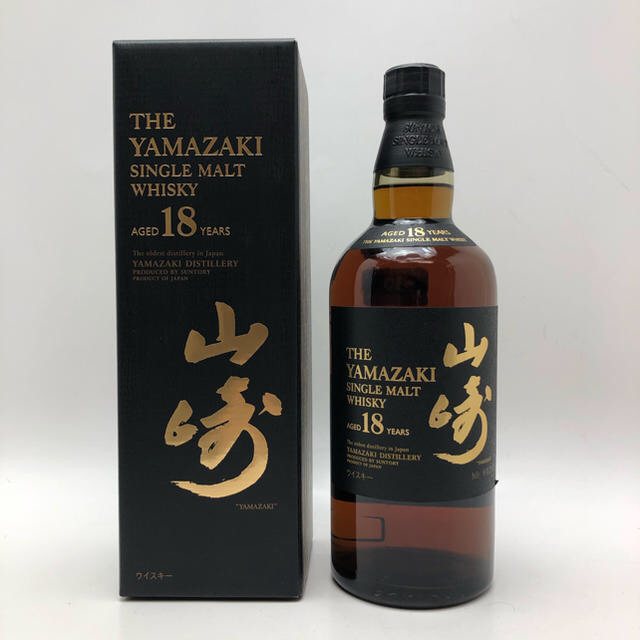 山崎18年 700ml 化粧箱、マイレージシール付きウイスキー