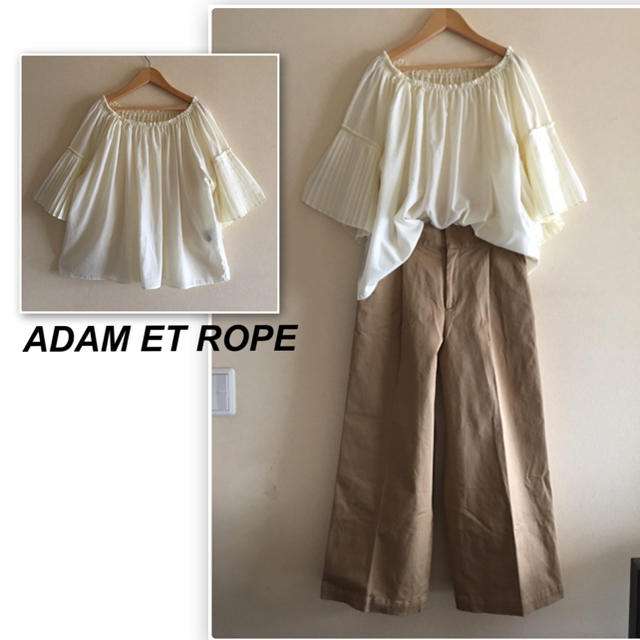 Adam et Rope'(アダムエロぺ)のアダムエロペ ✨クリームイエローの袖プリーツブラウス レディースのトップス(シャツ/ブラウス(半袖/袖なし))の商品写真