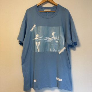 OFF-WHITE オフホワイト バックバイアスラバープリント クルーネック半袖Tシャツ ブルー OMAA038F22JER001