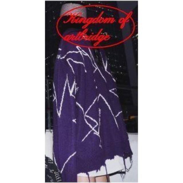kdab 22aw 紫 パープル 白 セーター ストリート系 オーバーサイズ レディースのトップス(ニット/セーター)の商品写真