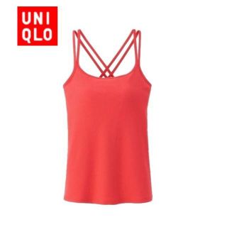 ユニクロ(UNIQLO)のM ユニクロ クロスバックブラキャミソール カップ付き 14 RED(キャミソール)