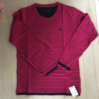 バーバリーブラックレーベル(BURBERRY BLACK LABEL)のバーバリー、メンズ、カットソー、Tシャツ、長袖、赤、ワインレッド、ボーダー、(Tシャツ/カットソー(七分/長袖))