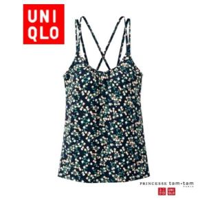 ユニクロ(UNIQLO)のM ユニクロ フレアブラキャミソール カップ付き 69 NAVY(キャミソール)