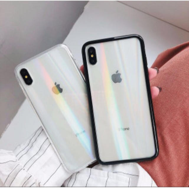 iPhoneX/XS  クリア  オーロラホログラム  強化ガラスの通販 by まるちゃん's shop｜ラクマ