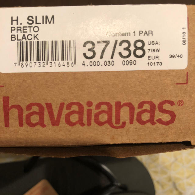 havaianas(ハワイアナス)のハワイアナス  ビーチサンダル スリム ブラック 37/38 レディースの靴/シューズ(ビーチサンダル)の商品写真