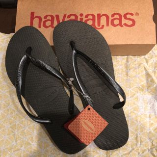 ハワイアナス(havaianas)のハワイアナス  ビーチサンダル スリム ブラック 37/38(ビーチサンダル)