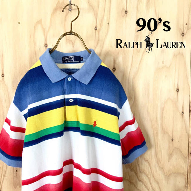 POLO RALPH LAUREN(ポロラルフローレン)の【美品】90’s  RALPH LAUREN クレイジーカラーボーダー  ポロ メンズのトップス(ポロシャツ)の商品写真