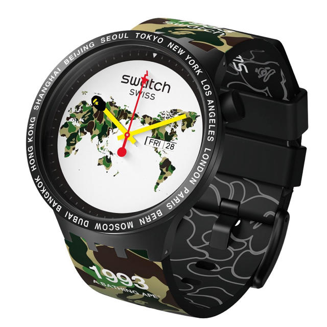 BAPE X SWATCH BIG BOLD WORLD Mの通販 by m4's shop｜ラクマ