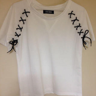 ギャルスター(GALSTAR)のリボンレースアップ Tシャツ(Tシャツ(半袖/袖なし))