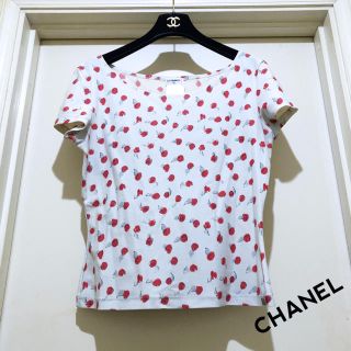 シャネル(CHANEL)のCHANELシャネル★手書き風ココマーク入りカメリアプリントのカットソー★正規品(カットソー(半袖/袖なし))