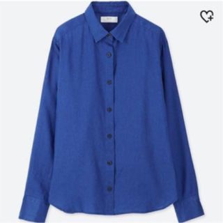 ユニクロ(UNIQLO)の【新品】UNIQLO ユニクロ プレミアムリネンシャツ ロイヤルブルー 青(シャツ/ブラウス(長袖/七分))