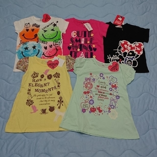 ニシマツヤ(西松屋)の新品未使用タグ付き 110cm Tシャツ 5枚組 女の子(Tシャツ/カットソー)