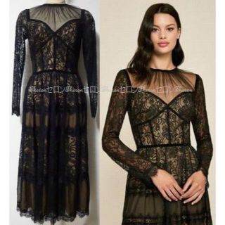 タダシショウジ(TADASHI SHOJI)のご専用　新品　TADASHISHOJI タダシ レースミディワンピース(ひざ丈ワンピース)