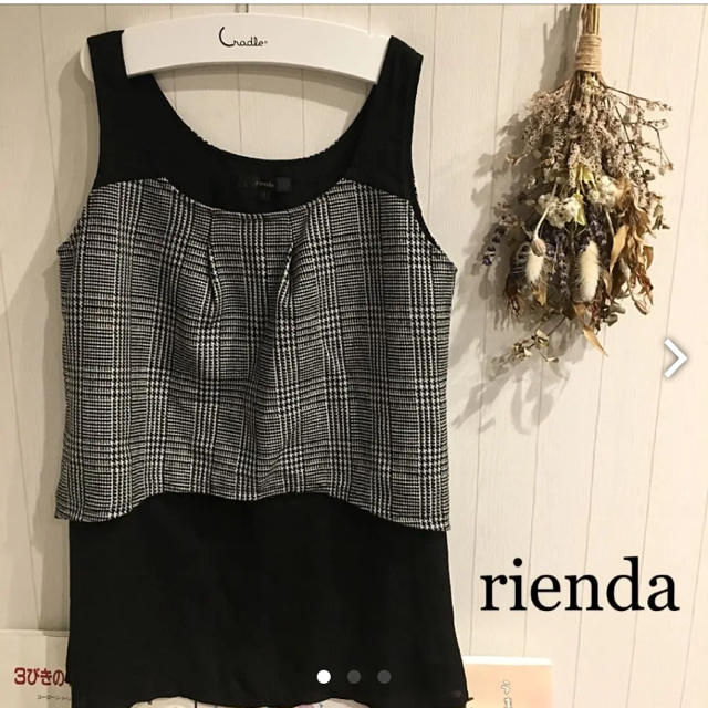 rienda(リエンダ)のrrienda 千鳥柄×ブラックシフォンチュニック レディースのトップス(チュニック)の商品写真