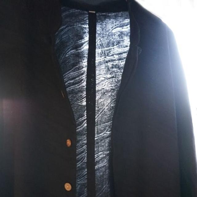 超Big size ノーカラー チャイナシャツ 羽織 ブラック メンズのトップス(シャツ)の商品写真