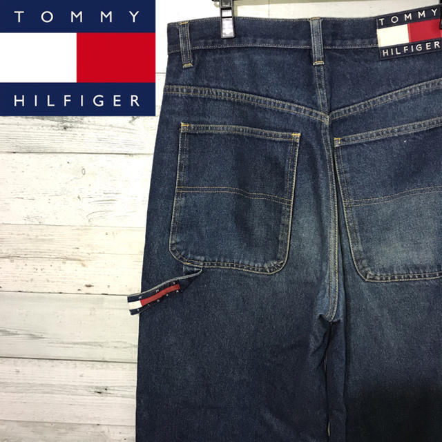 TOMMY HILFIGER - 【激レア】トミーヒルフィガー☆デカロゴ ワイド デニム ペインターパンツ 90sの通販 by わーの古着屋☆