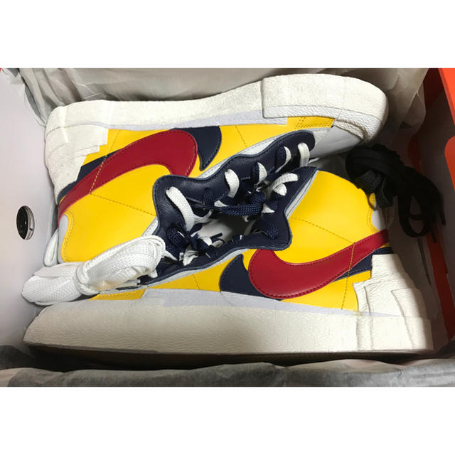 27.5cm Sacai Nike Blazer Mid Yellow/Red