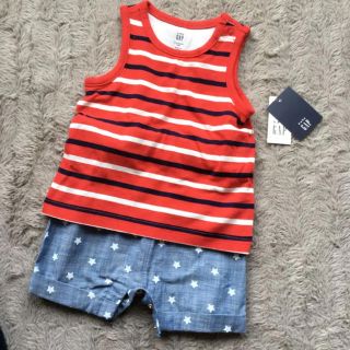 ベビーギャップ(babyGAP)の※値下げ!!新品♡babygap ボーダー&星柄ロンパース 50(ロンパース)