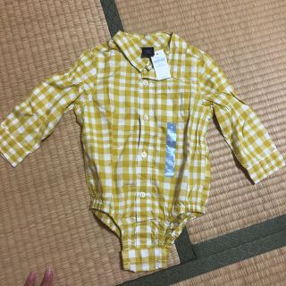 ベビーギャップ(babyGAP)の新品☆ロンパース  ギンガムチェックシャツ(Tシャツ/カットソー)