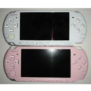 プレイステーションポータブル(PlayStation Portable)のPSP3000 ホワイト・ピンクのセット 本体のみ(携帯用ゲーム機本体)