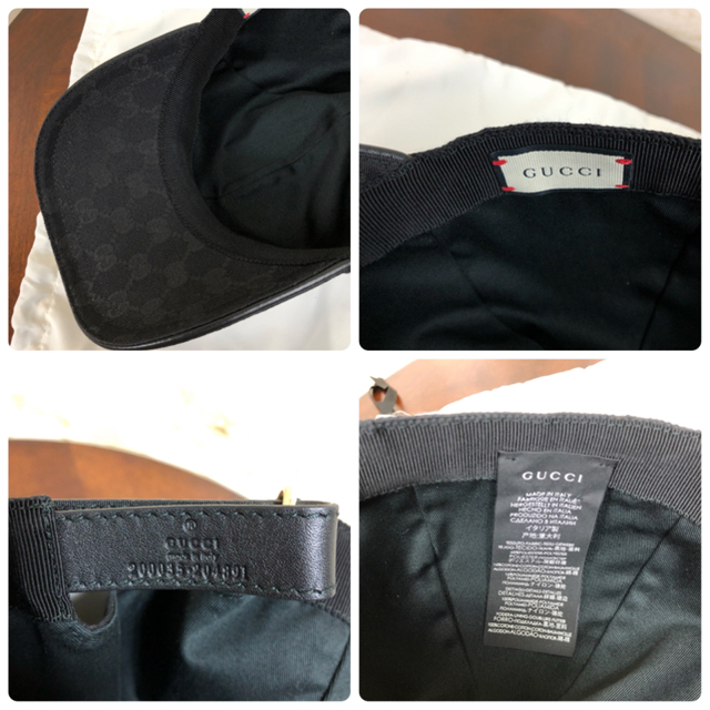 Gucci(グッチ)のGUCCI(グッチ) シェリーライン キャップ 黒 帽子 XL 60 メンズの帽子(キャップ)の商品写真