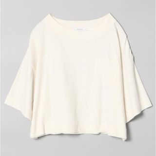 ジーナシス(JEANASIS)のハイネックポケショート tシャツ ドロップショルダー オフホワイト クリーム(Tシャツ(半袖/袖なし))