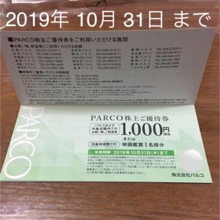 パルコ 株主優待 2000円分(ショッピング)