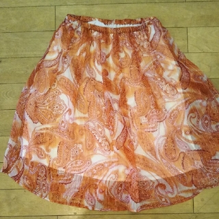 インド綿　ペイズリー柄スカート　フリーサイズ(ひざ丈スカート)