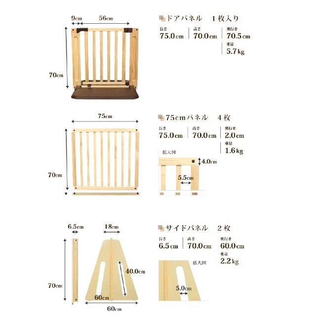 日本育児(ニホンイクジ)のベビーゲート　おくだけワイド キッズ/ベビー/マタニティの寝具/家具(ベビーフェンス/ゲート)の商品写真