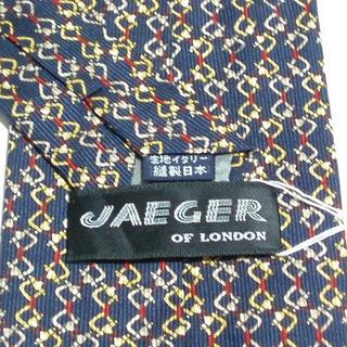 イエーガー(JAEGER)の未使用品 日本製イエガーJAEGERシルク ネクタイ（紺色 赤色系ビット柄(ネクタイ)