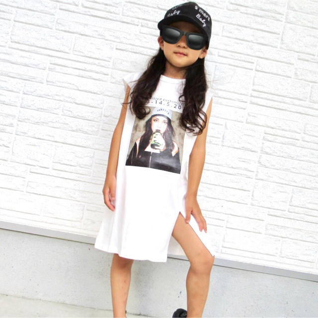 バックデザイン Tシャツ ワンピース 韓国子供服 女の子 キッズ/ベビー/マタニティのキッズ服女の子用(90cm~)(ワンピース)の商品写真