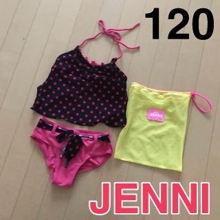 ジェニィ(JENNI)のJENNI ジェニィ 水着 ビキニ セパレート ドット柄 黒 ピンク 120(水着)