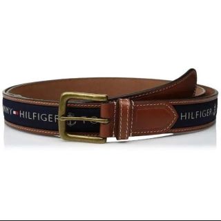 トミーヒルフィガー(TOMMY HILFIGER)のトミーヒルフィガー　メンズ　ベルト　32インチ　ブラウンレザー×ネイビー(ベルト)