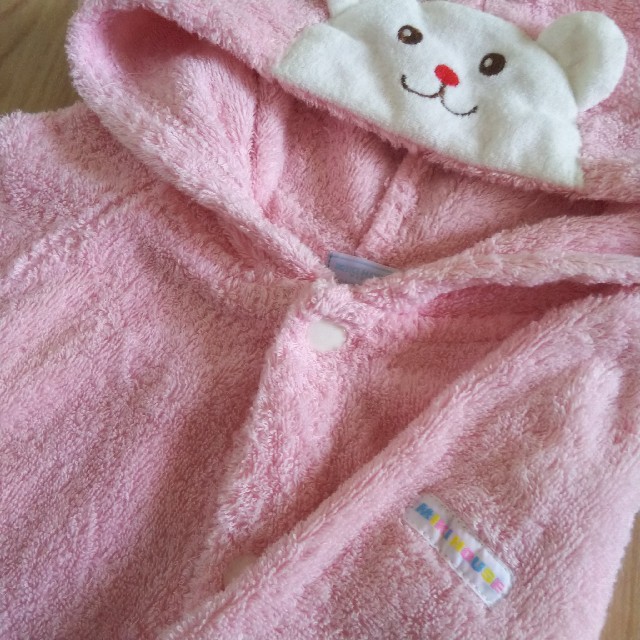 mikihouse(ミキハウス)のバスポンチョ ピンク キッズ/ベビー/マタニティのベビー服(~85cm)(バスローブ)の商品写真