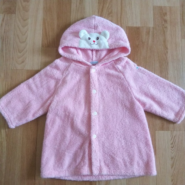 mikihouse(ミキハウス)のバスポンチョ ピンク キッズ/ベビー/マタニティのベビー服(~85cm)(バスローブ)の商品写真