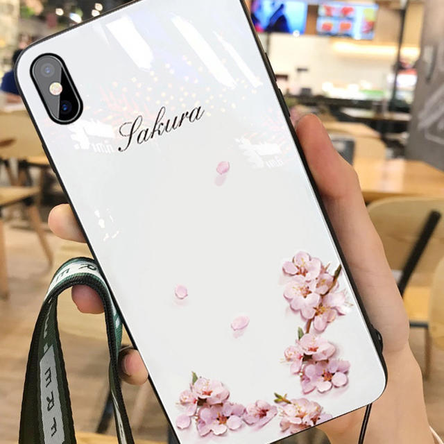 スマホケースiPhone XRケース桜軽量新品ストラップ付きの通販 by セリナ's shop｜ラクマ