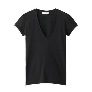 マディソンブルー(MADISONBLUE)のMADISONBLUE DEEP V NECK Tシャツ  黒(Tシャツ(半袖/袖なし))