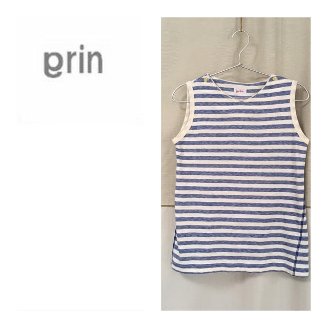 NATURAL LAUNDRY(ナチュラルランドリー)のグリン/grin/ノースリーブ カットソー/ボーダー/Vネック レディースのトップス(カットソー(半袖/袖なし))の商品写真